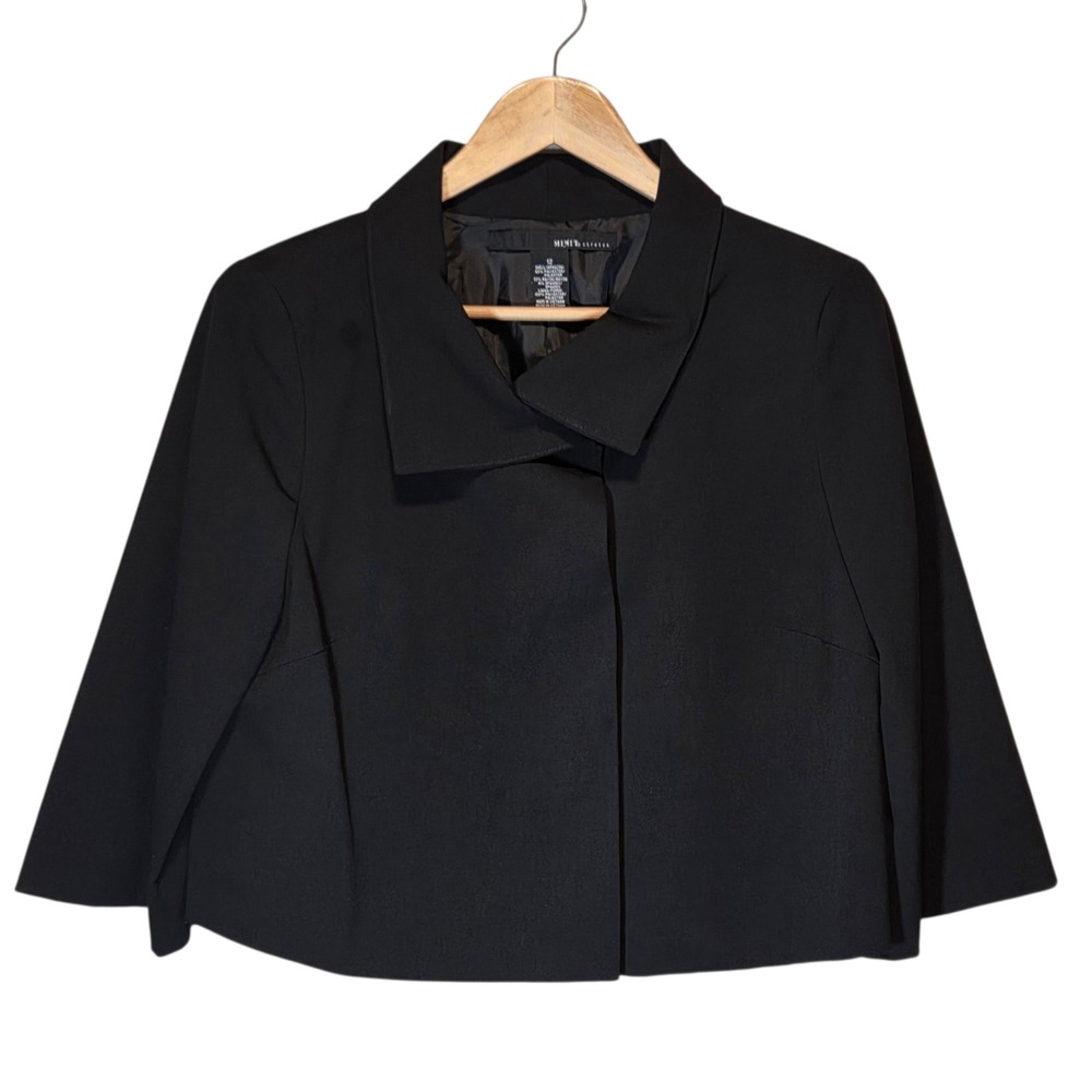 Mixit Black Blazer‎ Womens 12  Cropped Boxy Modern Minimalist Office